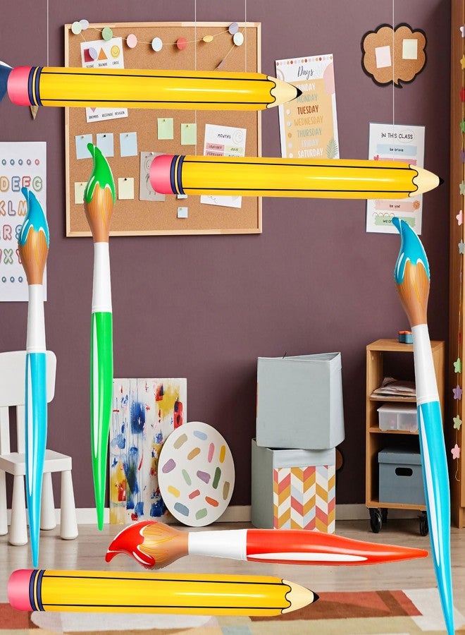 Denylo pro 6 Pcs Inflatable Giant Large Pencils Paint Brush Decoration Set Blow Up Pencils Paint Brush Balloons Funny Hanging Inflatable Decor Inflatable Pool Pencil Float for School Birthday Party Photo Prop - Image 4